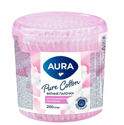 Палочки ватные Aura 200 шт пл/б