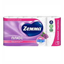 Туалетная бумага Zeммa Плюс двухслойная сирень 8 шт