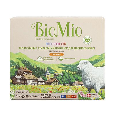 Стиральный порошок для цветного белья BioMio Bio-Soft концентрат без запаха 1,5 кг