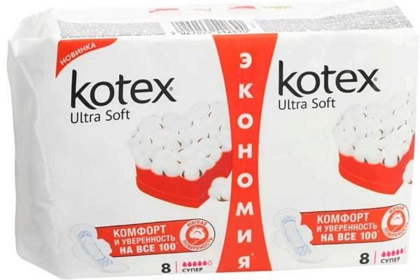  Прокладки гигиенические Kotex Ultra Soft супер 16 шт в интернет-магазине продуктов с Преображенского рынка Apeti.ru