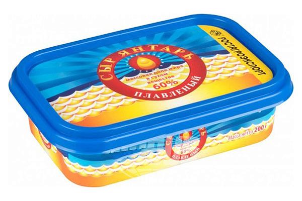  Сыр плавленый Янтарь 60% 200 г  БЗМЖ в интернет-магазине продуктов с Преображенского рынка Apeti.ru
