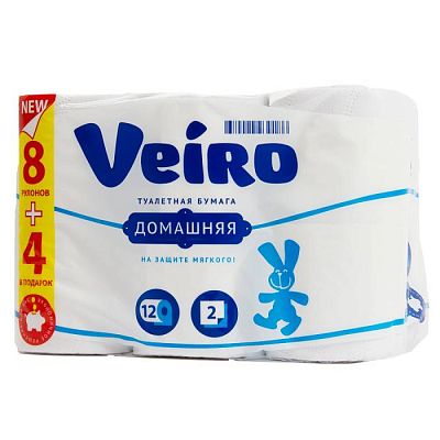 Туалетная бумага Veiro домашняя двухслойная 12 шт