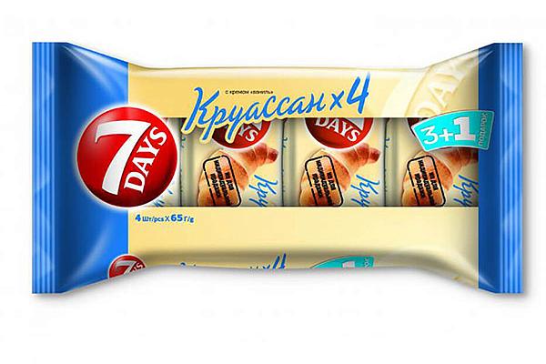  Круассаны миди с кремом ваниль 7 Days 3+1  65 г в интернет-магазине продуктов с Преображенского рынка Apeti.ru