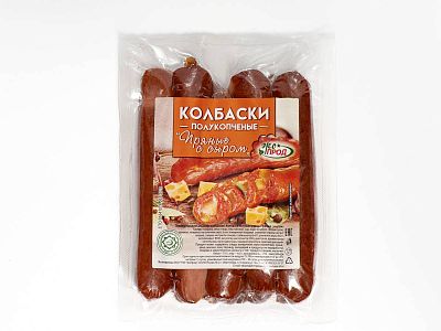 Колбаски Экопрод п/к Пряные с сыром в/у (~0,4 кг)