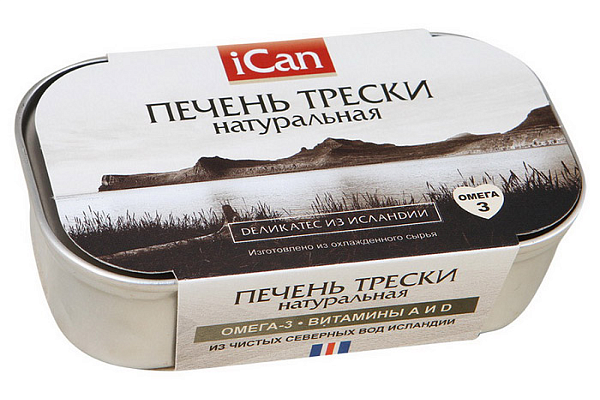  Печень трески натуральная ican 115 гр ж/б в интернет-магазине продуктов с Преображенского рынка Apeti.ru