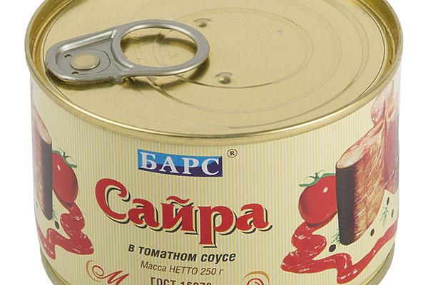  Сайра "Барс" в томатном соусе 250 г в интернет-магазине продуктов с Преображенского рынка Apeti.ru