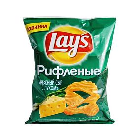  Чипсы Lays нежный сыр с луком рифленые 90 г в интернет-магазине продуктов с Преображенского рынка Apeti.ru