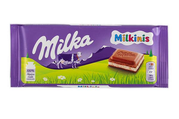  Шоколад молочный Milka Milkinis с молочной начинкой 100 г в интернет-магазине продуктов с Преображенского рынка Apeti.ru