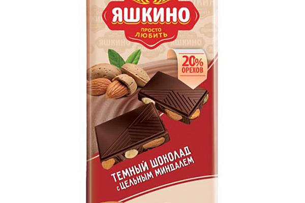  Шоколад Яшкино темный с цельным миндалем 90 г в интернет-магазине продуктов с Преображенского рынка Apeti.ru
