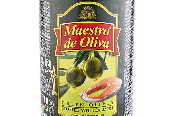  Оливки Maestro de Oliva с семгой 300 г в интернет-магазине продуктов с Преображенского рынка Apeti.ru
