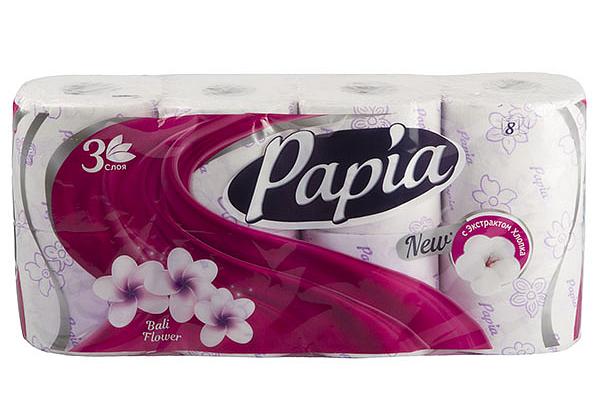  Туалетная бумага Papia 3-слойная Bali Flower 8 шт в интернет-магазине продуктов с Преображенского рынка Apeti.ru