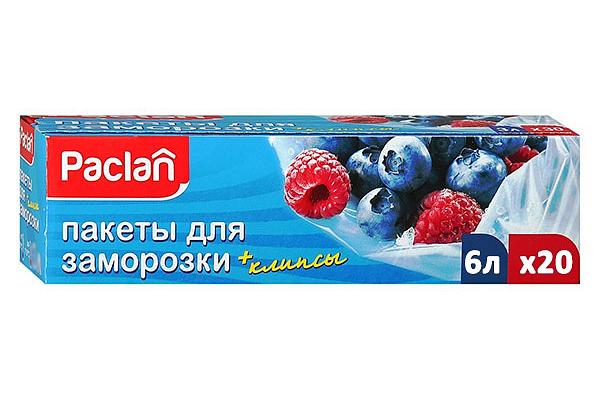  Пакеты для заморозки Paclan с клипсами 6 л*20 шт в интернет-магазине продуктов с Преображенского рынка Apeti.ru