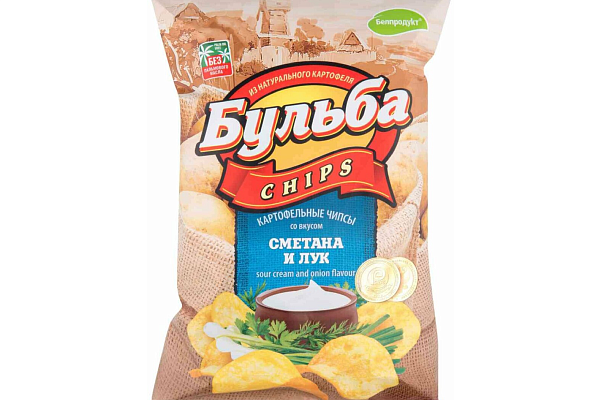  Чипсы из сырого картофеля со вкусом сметаны и лука 75 г, ТМ Бульба в интернет-магазине продуктов с Преображенского рынка Apeti.ru