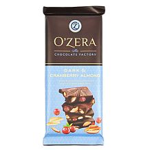Шоколад O'Zera горький с клюквой и дробленый миндалем 90 г