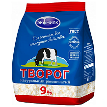 Творог Экомилк рассыпчатый 9% БЗМЖ 350г 