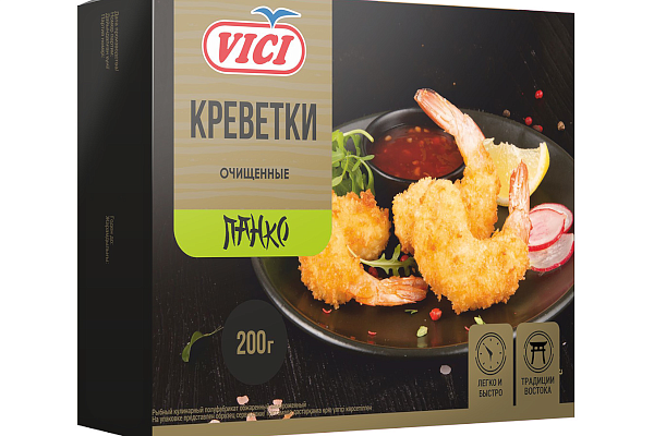  Королевские креветки очищенные Vici в панировке Панко 250 г в интернет-магазине продуктов с Преображенского рынка Apeti.ru