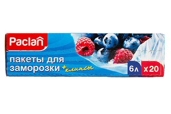  Пакеты для заморозки Paclan с клипсами 6 л 20 шт в интернет-магазине продуктов с Преображенского рынка Apeti.ru
