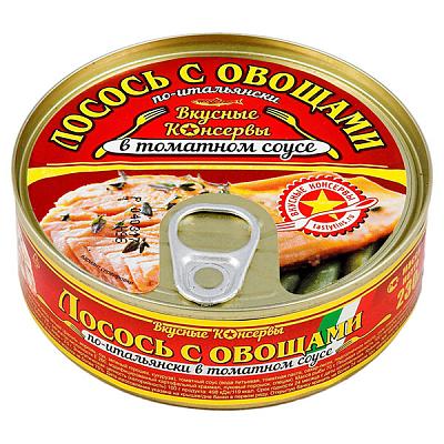  Лосось с овощами  Вкусные консервы по-итальянски 230 г в интернет-магазине свежих фермерских продуктов Apeti.ru