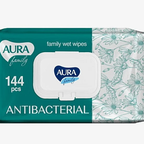  Салфетки влажные Aura Family антибактериальные 144 шт  в интернет-магазине продуктов с Преображенского рынка Apeti.ru