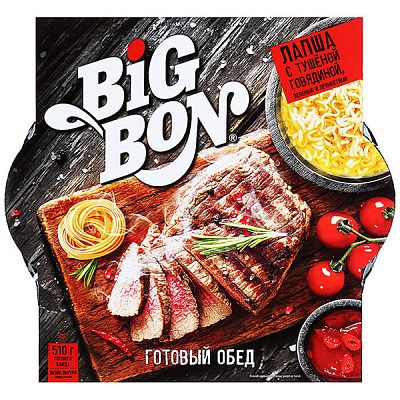 Лапша быстрого приготовления Big Bon с тушеной говядиной зеленью и пряностями 110 г