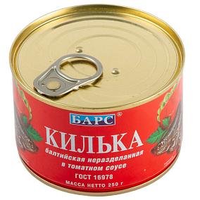  Килька балтийская Барс неразделанная в томатном соусе 250 г в интернет-магазине свежих фермерских продуктов Apeti.ru