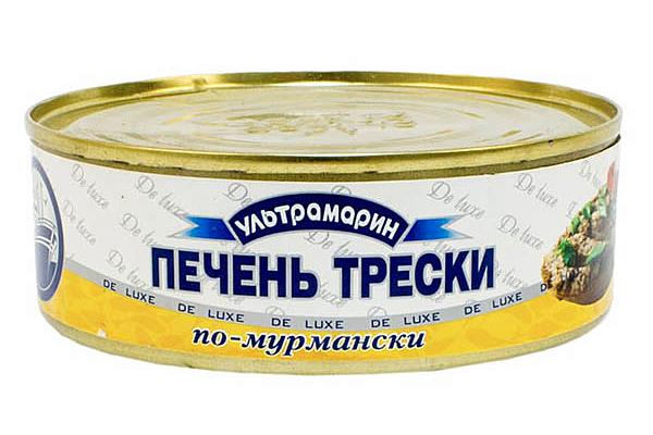  Печень трески "Ультрамарин" по-мурмански 240 г в интернет-магазине продуктов с Преображенского рынка Apeti.ru