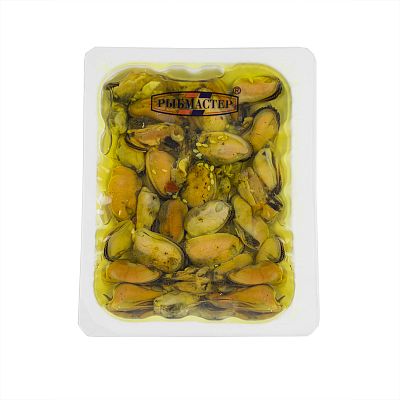 Мидии чилийские в масле с пряностями  "Золотистые" 180 гр в/у