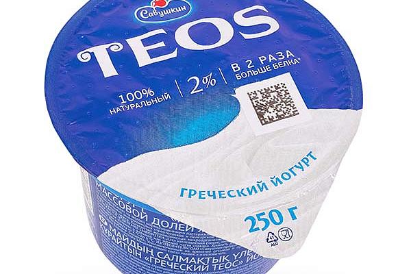  Йогурт TEOS греческий 2% 250 г в интернет-магазине продуктов с Преображенского рынка Apeti.ru