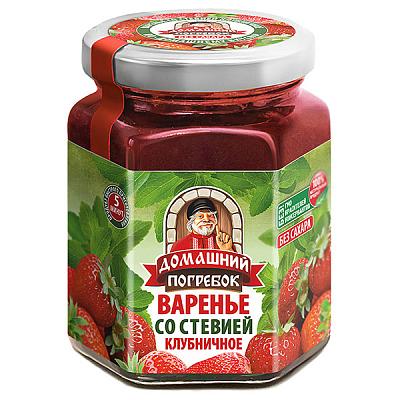  Варенье Домашний Погребок клубничное со стевией 200 г в интернет-магазине свежих фермерских продуктов Apeti.ru
