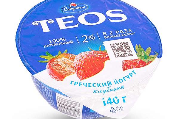  Йогурт TEOS греческий клубника 2% 140 г в интернет-магазине продуктов с Преображенского рынка Apeti.ru