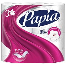 Туалетная бумага Papia трехслойная белая 4 шт