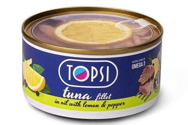  Филе тунца в масле с лимоном Topsi 180 гр в интернет-магазине продуктов с Преображенского рынка Apeti.ru