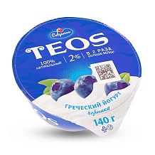 Йогурт TEOS греческий черника 2% 140 г