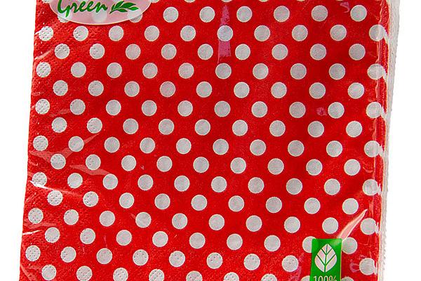  Салфетки Bulgaree трехслойные красные в горох 33*33 см в интернет-магазине продуктов с Преображенского рынка Apeti.ru