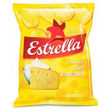 Чипсы Estrella рифленые со вкусом сметаны и сыра 60 г