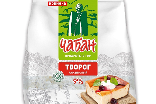  Творог Чабан рассыпчатый 9% 350г БЗМЖ в интернет-магазине продуктов с Преображенского рынка Apeti.ru