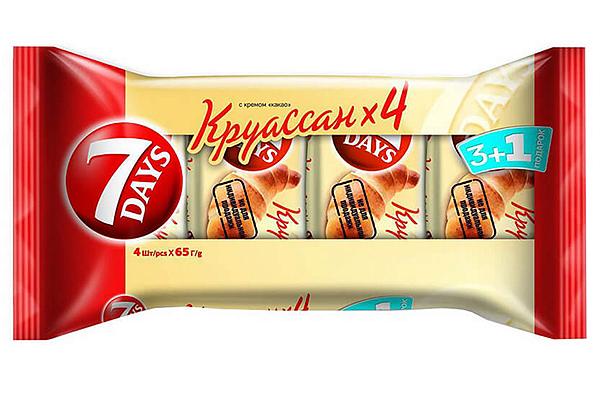  Круассаны миди с кремом какао 7 Days, 3+1, 65 г в интернет-магазине продуктов с Преображенского рынка Apeti.ru