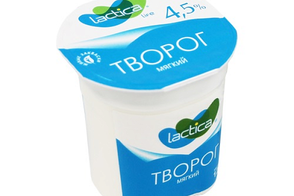  Творог Lactica мягкий 4.5% 120 г пл/б БЗМЖ в интернет-магазине продуктов с Преображенского рынка Apeti.ru