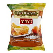 Чипсы кукурузные Nachos Delicados с солью и луком 75 г