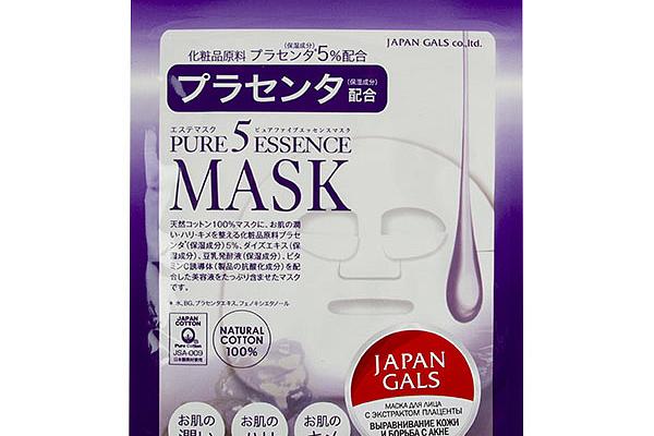  Маска для лица Japan Gals Pure 5 Essense с плацентой 1 шт в интернет-магазине продуктов с Преображенского рынка Apeti.ru