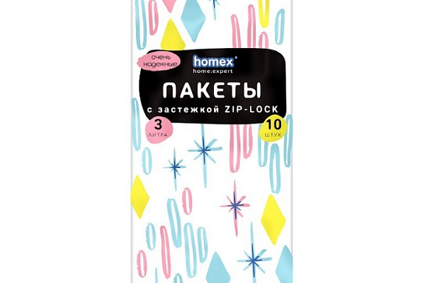  Пакеты для продуктов HOMEX с застежкой 3л*10шт. Очень Практичные в интернет-магазине продуктов с Преображенского рынка Apeti.ru