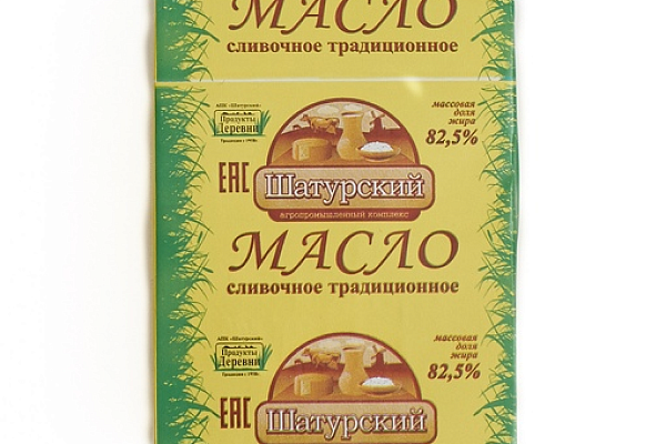  Масло сливочное Продукты Деревни 82,5% жира 200 гр БЗМЖ в интернет-магазине продуктов с Преображенского рынка Apeti.ru