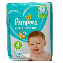Подгузники Pampers active baby dry 4 9-14 кг 20 шт