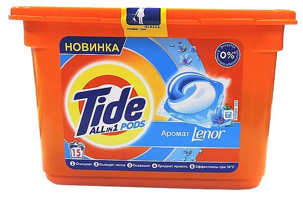  Капсулы для стирки Tide аромат Lenor 15 шт в интернет-магазине продуктов с Преображенского рынка Apeti.ru