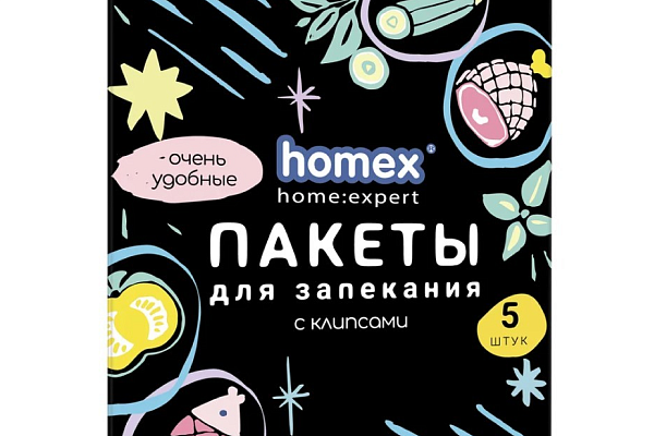  Пакеты для запекания HOMEX с клипсами 30см*40см 11мкм 5шт "Очень Удобные" в интернет-магазине продуктов с Преображенского рынка Apeti.ru